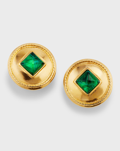 Shop Ben-amun 24k Gold And Emerald Clip-on Earrings