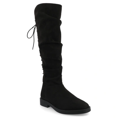 Journee Collection Women's Mirinda Wide Calf Rouched Stretch Knee High Boots In Black