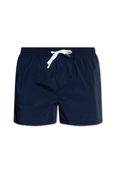 Shop Dsquared2 Drawstring Swimming Shorts In Navy