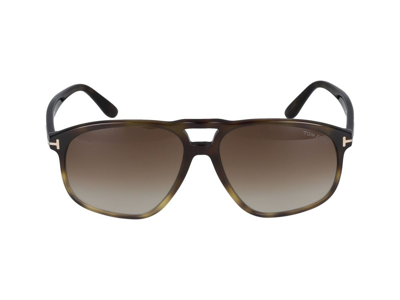 Shop Tom Ford Eyewear Navigator Frame Sunglasses In Brown