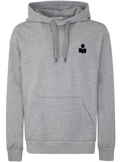 Shop Isabel Marant Matte Logo Printed Drawstring Hoodie In Grey