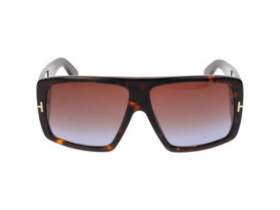 Shop Tom Ford Eyewear Raven Square Frame Sunglasses In Brown