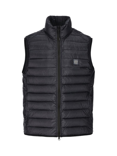 Shop Stone Island Compass Patch Zipped Padded Gilet In Navy