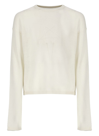 Shop Rick Owens Star Detailed Knit Sweater In White