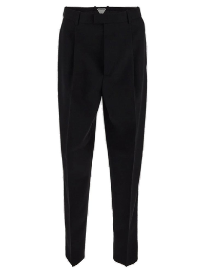 Shop Bottega Veneta Pleated Twill Trousers In Black