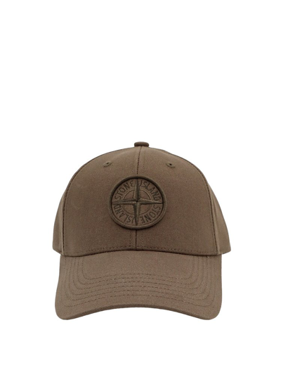 Shop Stone Island Compass Embroidered Baseball Cap In Green