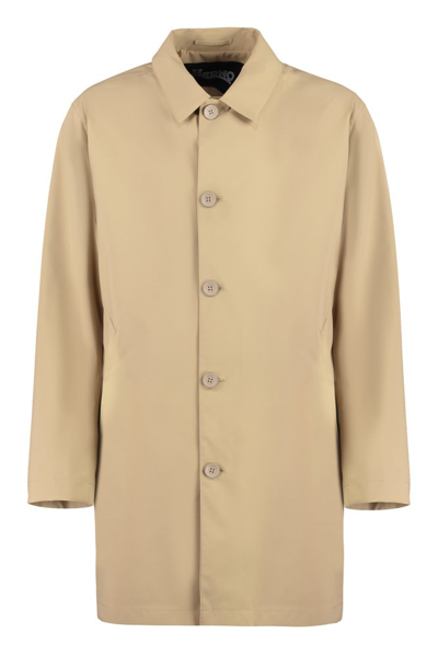Shop Herno Long Sleeved Buttoned Jacket In Beige
