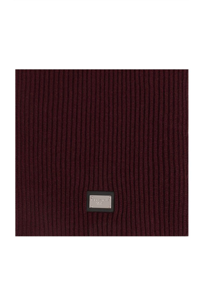 Shop Dolce & Gabbana Dg Essentials Ribbed Knit Scarf In Brown