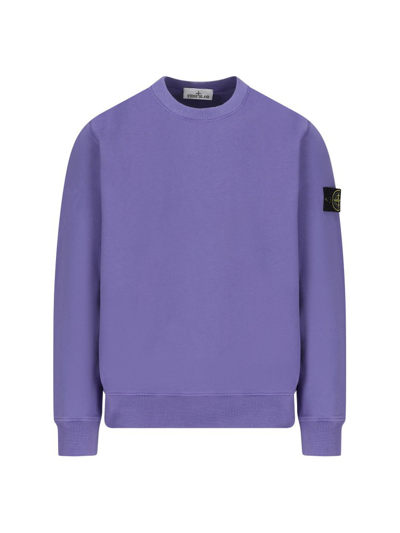 Shop Stone Island Logo Patch Crewneck Sweatshirt In Purple