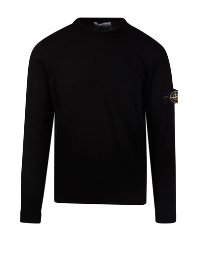 Shop Stone Island Compass Patch Crewneck Knitted Jumper In Black