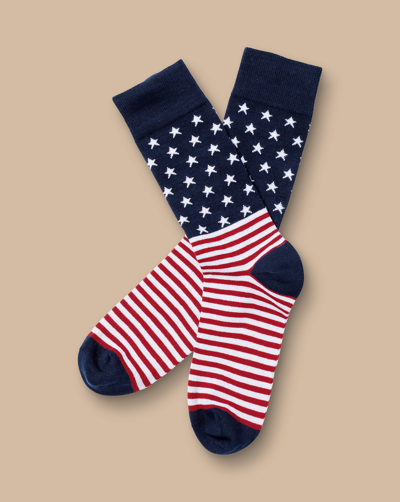 Shop Charles Tyrwhitt Men's  Stars And Stripes Socks In Blue