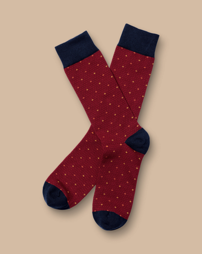 Shop Charles Tyrwhitt Men's  Geo Spot Socks In Red