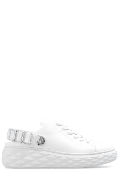 Shop Jimmy Choo Embellished Slingback Sneakers In White