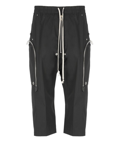 Shop Rick Owens Zip Detailed Drawstring Trousers In Black