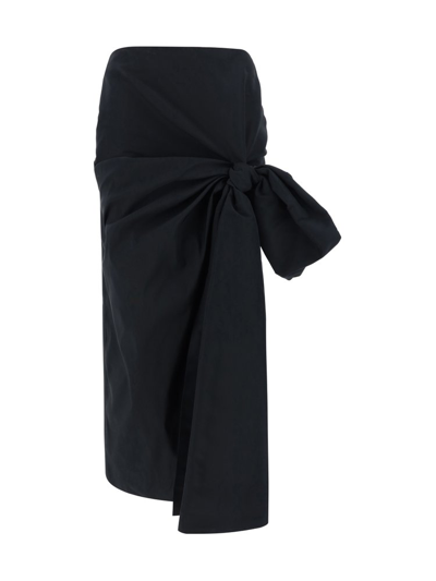 Shop Alexander Mcqueen Bow Detailed Midi Skirt In Black