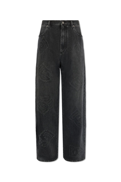 Shop Dolce & Gabbana Logo Detailed Jeans In Black
