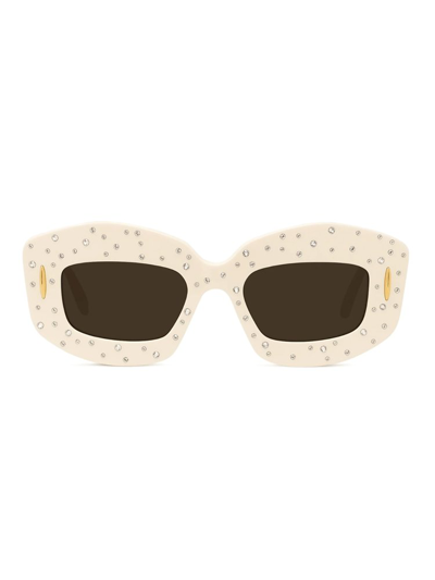 Shop Loewe Cat Eye Frame Sunglasses In White