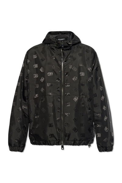 Shop Dolce & Gabbana Monogrammed Hooded Jacket In Black