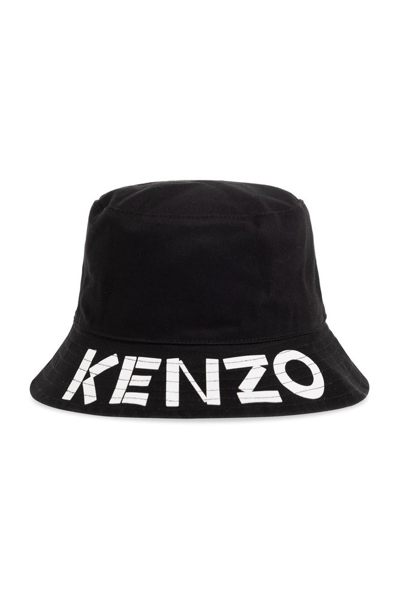 Shop Kenzo Logo Printed Bucket Hat In Black