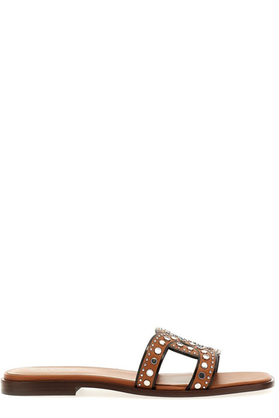 Shop Tod's Maxi Catena Stud In Brown