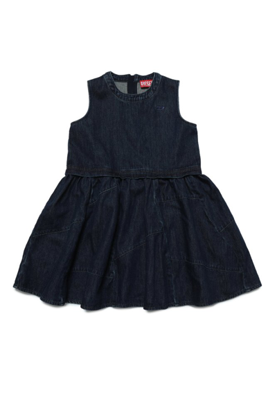 Shop Diesel Kids Daisy Sleeveless Denim Dress In Blue
