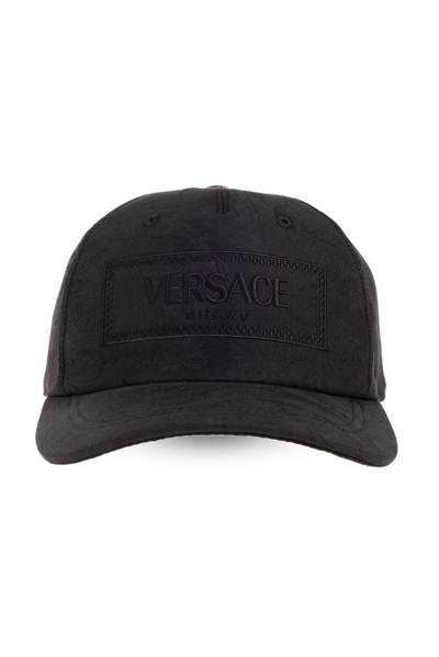 Shop Versace Barocco Pattern Baseball Cap In Black