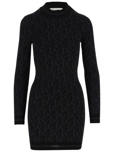 Shop Palm Angels Monogram Jacquard Mini Dress In Black