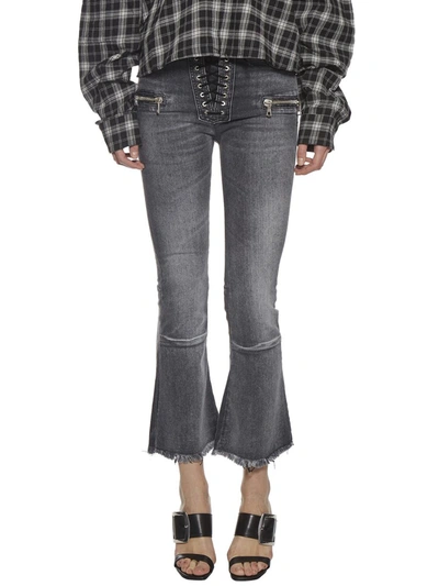 Ben Taverniti Unravel Project Ben Taverniti Unravel Flared Jeans Lace Raw Cut In Grey