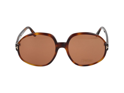 Shop Tom Ford Eyewear Geometric Frame Sunglasses In Brown