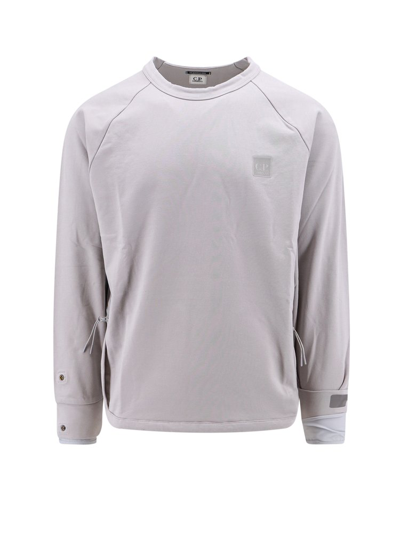 Shop C.p. Company Logo Patch Sleeved Sweatshirt In Grey