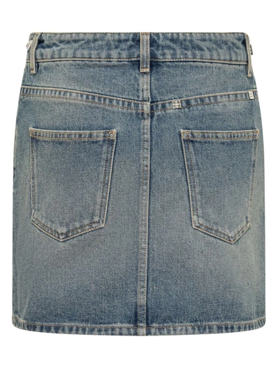 Shop Givenchy Denim Skirt With Chain In Blue