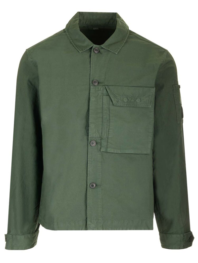 Shop C.p. Company Ottoman Collared Shirt In Green