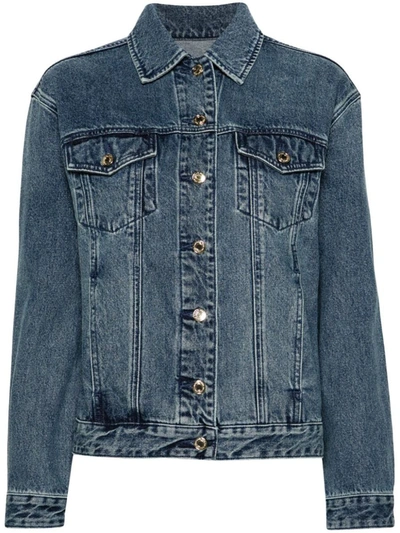 Shop Michael Michael Kors Classic Denim Cotton Jacket In Clear Blue