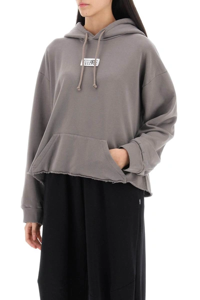 Shop Mm6 Maison Margiela Hoodie With Numeric Logo In Grey