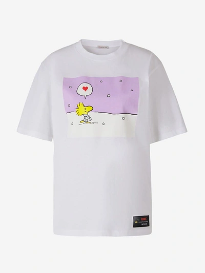 Shop Moncler Peanuts Print T-shirt In White