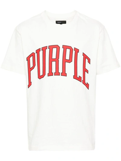 Shop Purple Brand Logo Cotton T-shirt In White