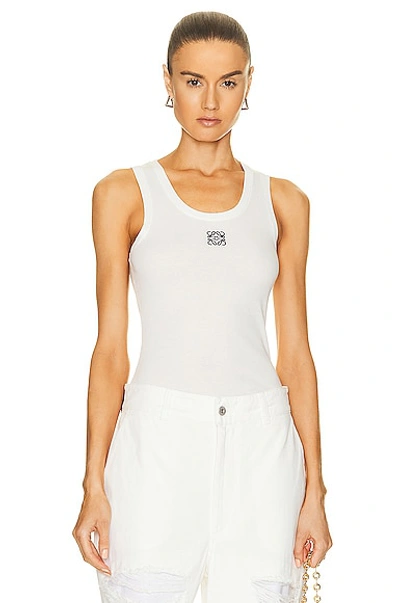 Loewe Anagram-embroidered Ribbed-knit Tank Top In White