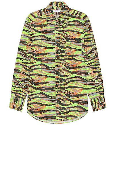 Shop Erl Unisex Printed Shirt Woven In  Green Rave Camo