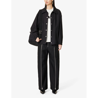 Shop Jil Sander Women's Black Boxy-fit Drawstring-hem Cotton Jacket