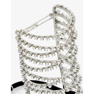 Shop Lelet Ny Corset Swarovski-crystal Stainless-steel Cuff In Rhodium