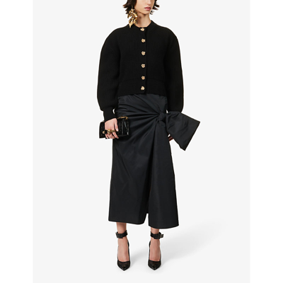 Shop Alexander Mcqueen Women's Black Button-embellished Cashmere And Wool-blend Knitted Cardigan