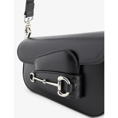 Shop Gucci Womens Black Horsebit 1995 Leather Shoulder Bag