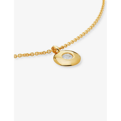 Monica Vinader Womens Yellow Gold Birthstone 18ct Yellow Gold-plated Vermeil Sterling-silver And Moo In Yellow Gold