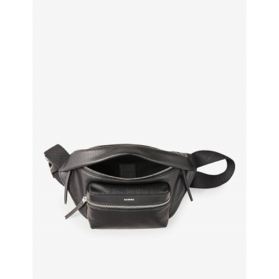 Shop Sandro Mens Noir / Gris Logo-print Faux-leather Belt Bag
