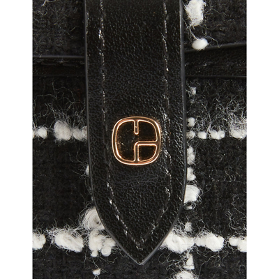 Shop Claudie Pierlot Womens Noir / Gris Logo-embellished Tweed Airpods Case