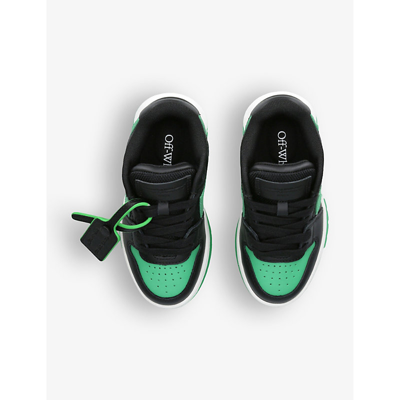 Shop Off-white Out Of Office Leather Low-top Trainers 4-8 Years In Blk/green