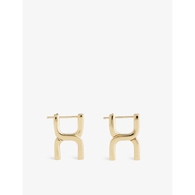 Shop Chloé Marcie Logo-engraved Brass Earrings In Bright Gold