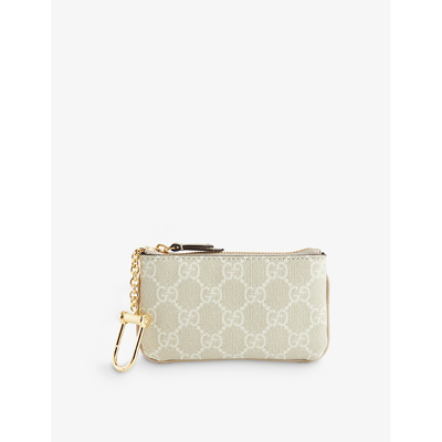 Shop Gucci Women's Be.mys.white/oatmeal Monogram-pattern Coated-canvas Card Holder