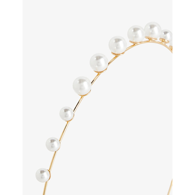 Shop Lelet Ny Ada Pearl-embellished Stainless-steel Headband In Gold