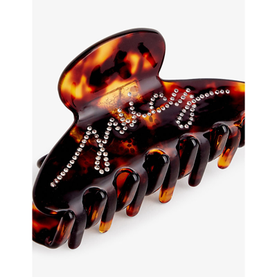 Shop Juicy Couture Brand-print Acetate Hair Clip In Amber